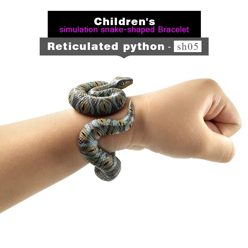 Reticulated python Хэллоуин браслет-змейка животных подвижная фигурка-модель пластиковые веселый подарок для детей Обучающие Детские для мальчиков и девочек с принтом сада горячие игрушки - Цвет: Reticulated python