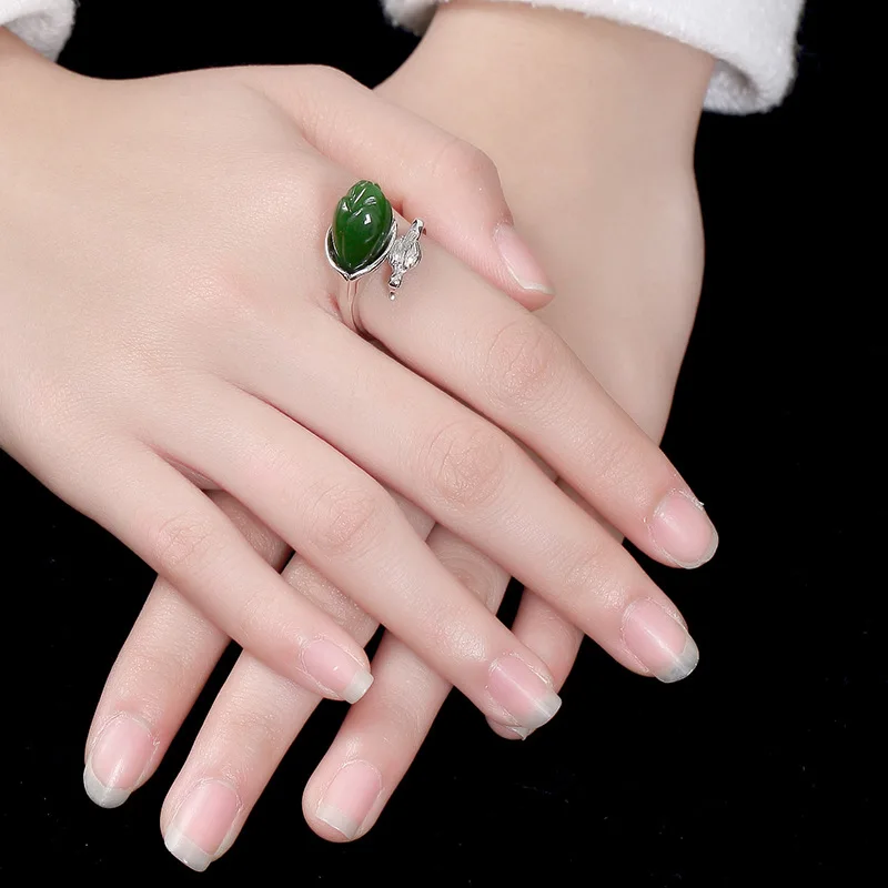 deer silver S925 pure antique mosaic and Tian Bi LAN orchid flower magpie lady open ring wholesale | Украшения и аксессуары