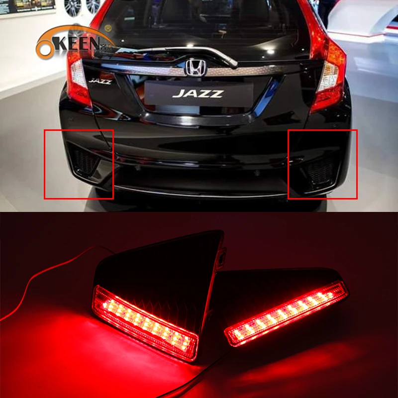 OKEEN 2x красный светодиодный задний бампер отражатель стоп светильник для Honda JAZZ FIT