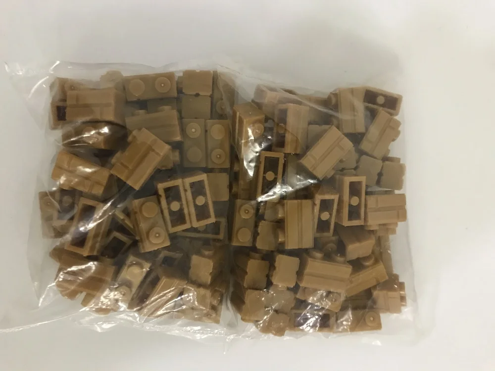 Строительные блоки MOC Wall основные детали 1x2 городской дом темное золото 50 шт.