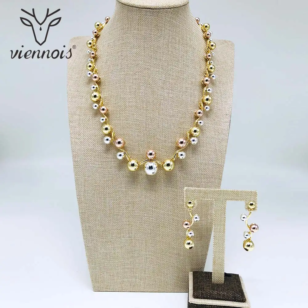 Viennois набор из ожерелья и сережек для женщин, вечерние серьги, набор ювелирных изделий - Окраска металла: Mix Color