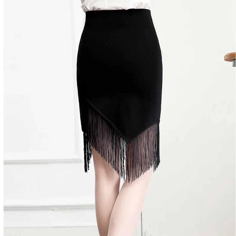 Fashion Elegant Sexy Women Skirt High Waist Elastic Slim Solid Tassel Hip Bodycon Female Summer 2019 Spring Bottoms | Женская одежда
