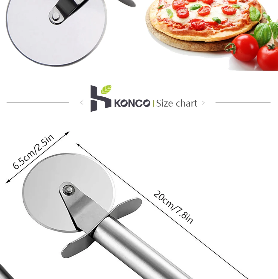 KONCO из нержавеющей стали для пиццы колеса и резак круглый пиццы делитель нож для выпечки ПАСТА ТЕСТО кухонные инструменты для выпечки режущие инструменты