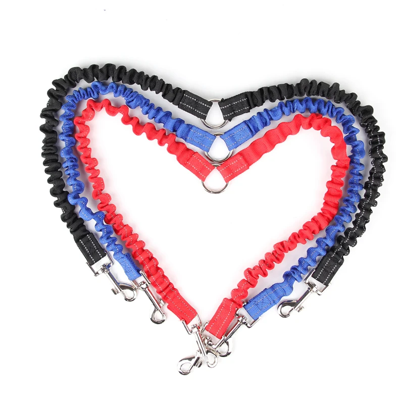 Эластичная растягивающаяся двойная поводок для собак цепочка спортивной