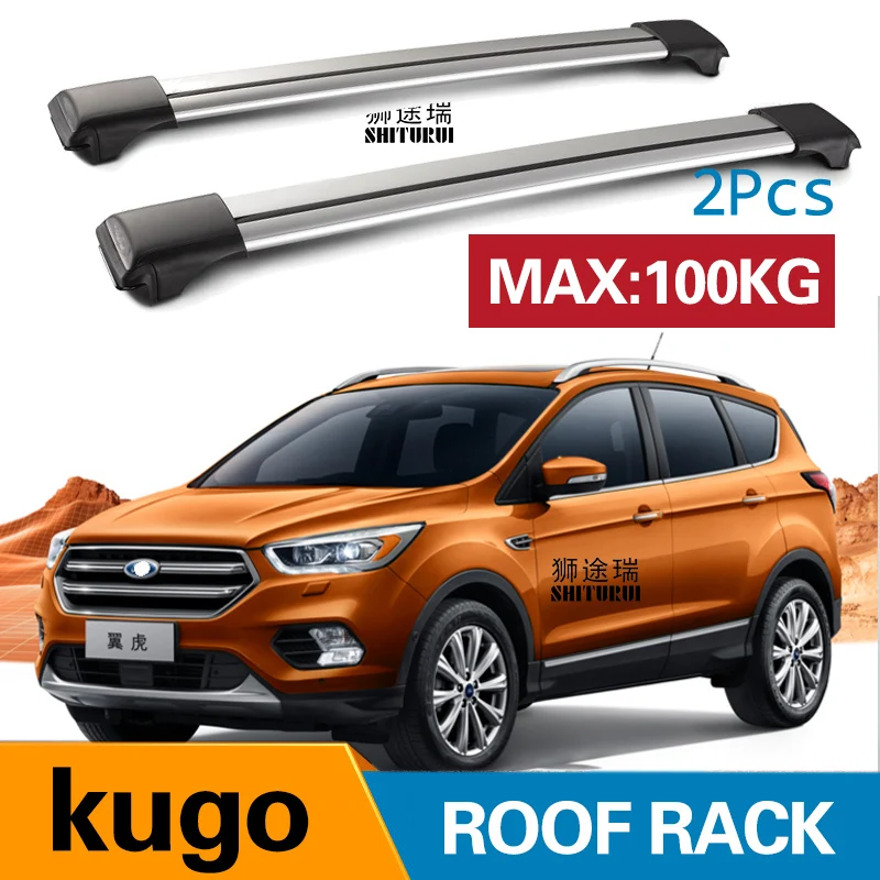 2 шт штанги на крышу для Kuga(TF) SUV [2013-] боковые штанги из алюминиевого сплава поперечные рельсы на крышу багажника для багажа CUV SUV светодиодный