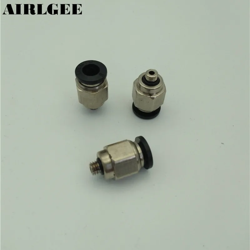 10 Pcs 5mm Male Thread To 6mm Push In Joint High Quatity Pneumatic Connector Quick Fittings PC6-M5 Black | Обустройство дома