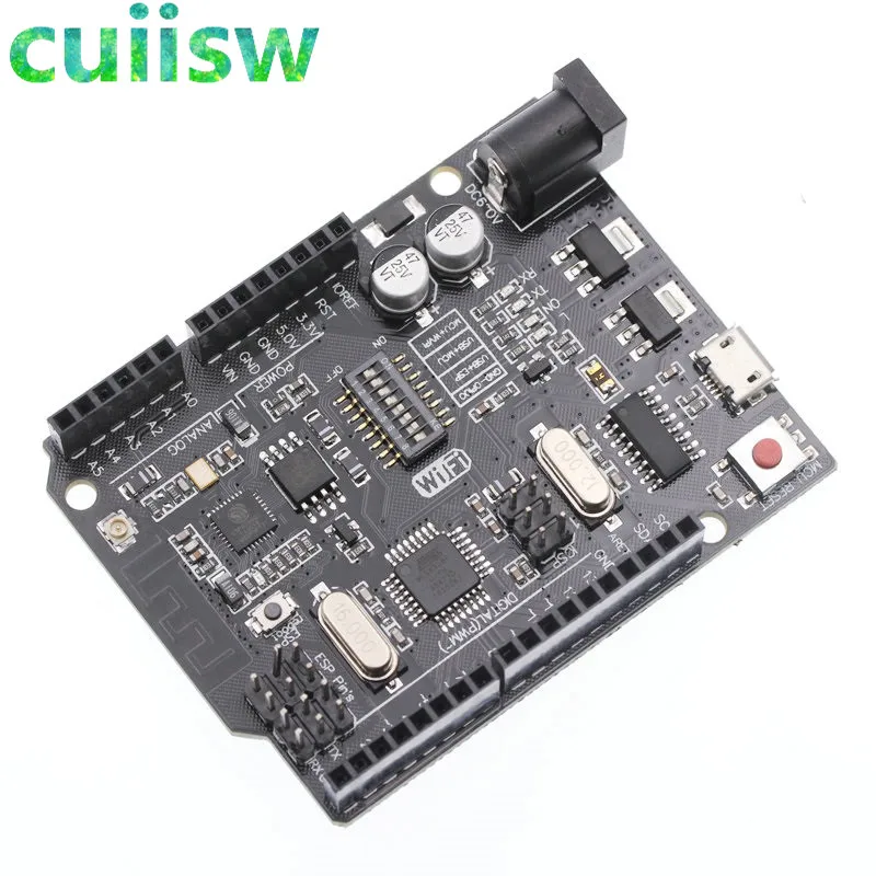 UNO R3+ WiFi ATmega328P+ ESP8266(32 Мб памяти) USB-TTL CH340G для Arduino Uno NodeMCU WeMos ESP8266 новое поступление