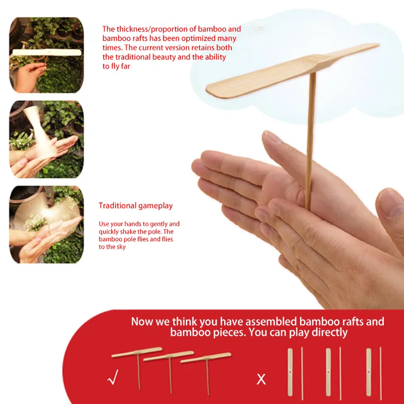 

10pcs Bamboo Dragonfly Flying Toys Hand Rub Propeller Flying Fairy Toy for Kids BM88