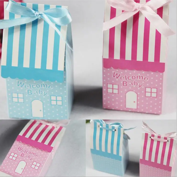 500 шт. новинка яркая коробка для конфет с лентой розовый девочек дня рождения|bag