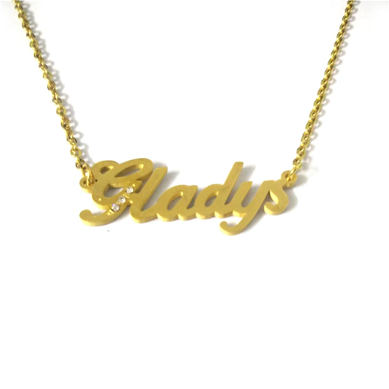 

FairLadyHood Gladys Stainless Steel Personalized Custom Name Pendant Necklace Customized Gold Necklace Handmade Birthday Gift