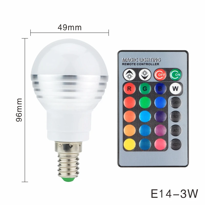 E14 3W RGB светодиодный светильник E27 E14 3 Вт 5 Вт 16 меняющий цвет RGB волшебный светильник лампа 85-265 в 110 В 220 В RGB Светодиодный точечный светильник с пультом дистанционного управления - Испускаемый цвет: E14 3W