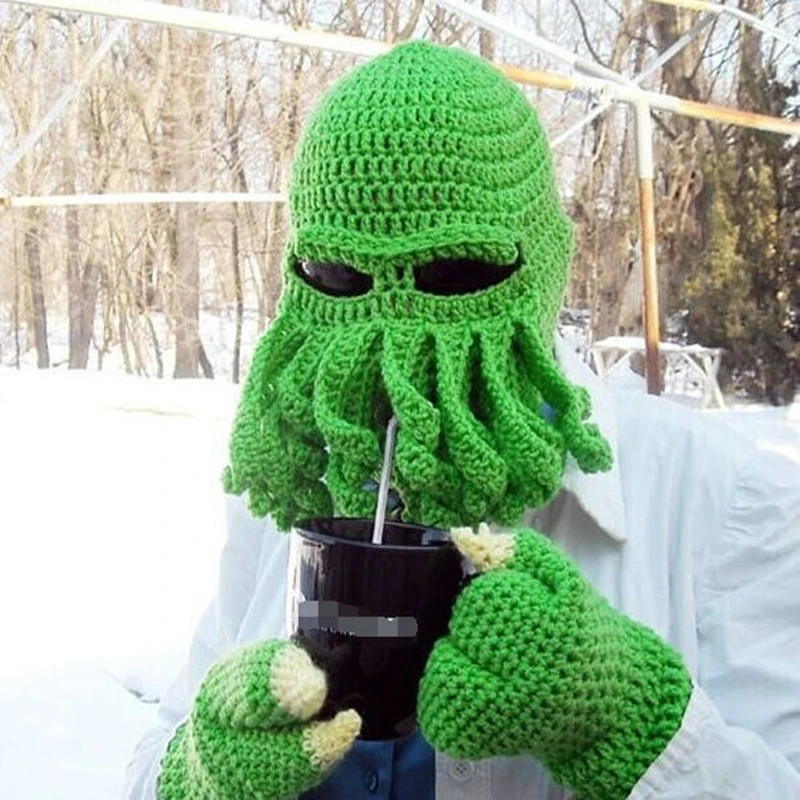Забавные Животные Cthulu бороды шляпы осьминога вязаные шапки щупальца шапочки