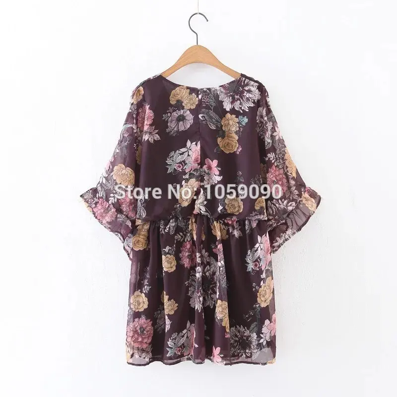 Yidora 2017 новое модное женское шифоновое короткое платье с цветочным принтом