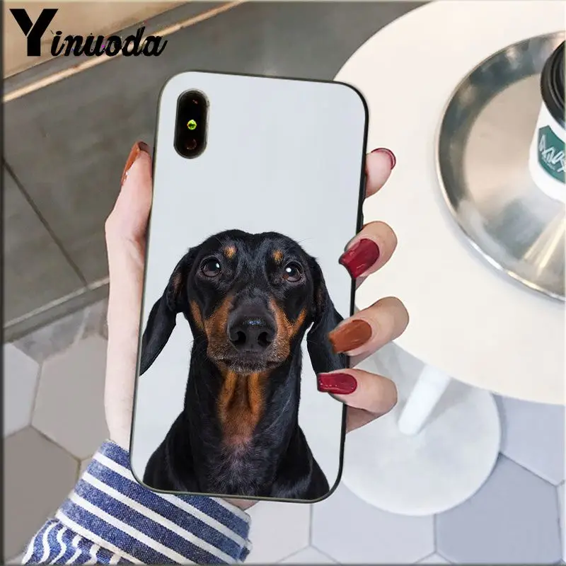 Yinuoda такса силуэт ТПУ чехол для телефона с изображением на задней панели Apple iPhone 8 7