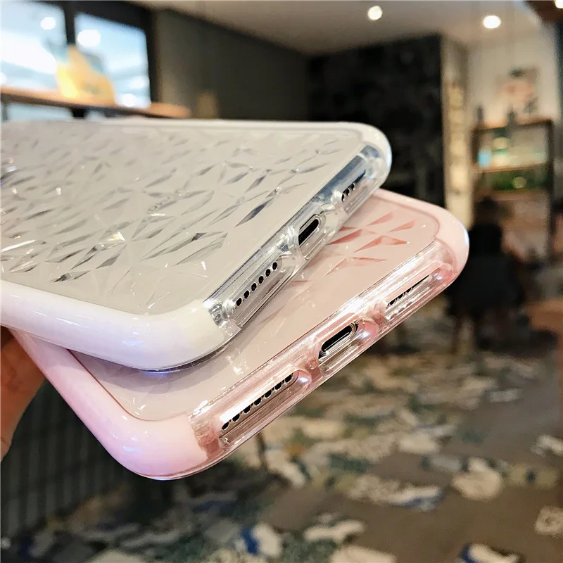 N1986N Телефон чехол для iPhone 6 6s 7 8 Plus X XR XS Max Мода 3D Алмазная текстура прозрачный мягкий ТПУ противоударный для iPhone X