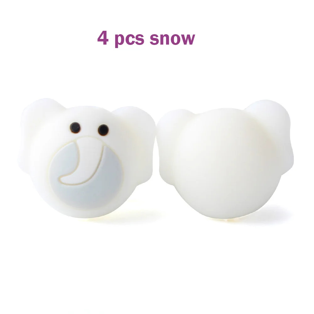 4pcs snow 4/8/12 шт силиконовые бусины в виде симпатичного слона, Силиконовые Прорезыватели для зубов аксессуары Силиконовый грызунок для ожерелья с подвесками детские товары - Цвет: 4pcs snow