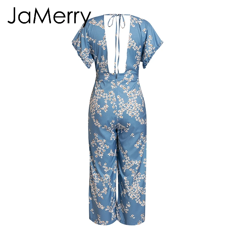 JaMerry винтажный богемный цветочный принт женский комбинезон Элегантный boho