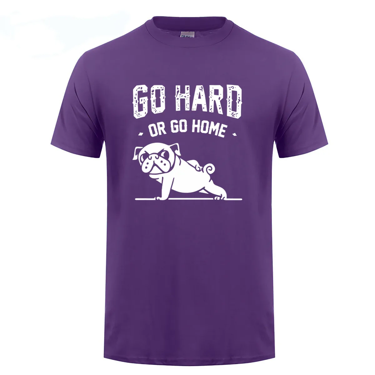 Самые Модные Повседневные 100% хлопок домой или go hard Мопс печатные crewneck футболка с короткими рукавами Мужская