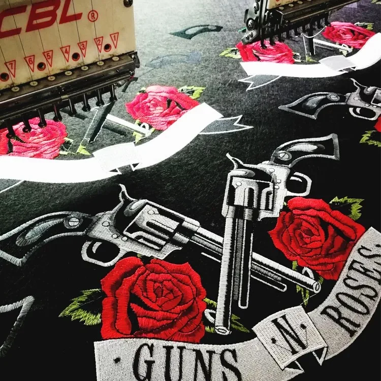 

X-large GUNS patches ROSES Floral Embroidered Iron on Patch for Jeans DIY Decoration