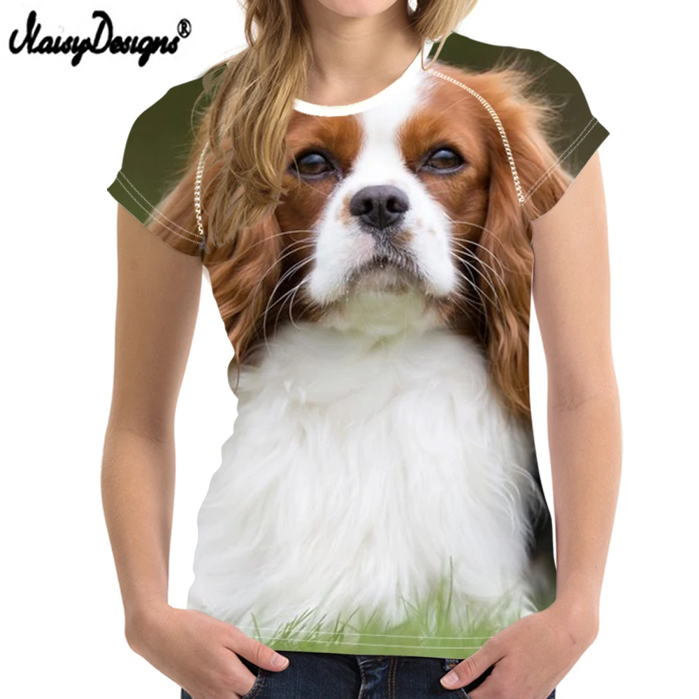 Женская футболка с короткими рукавами NoisyDesigns Kawaii Cavalier King Charles мягкая модная 2019 |