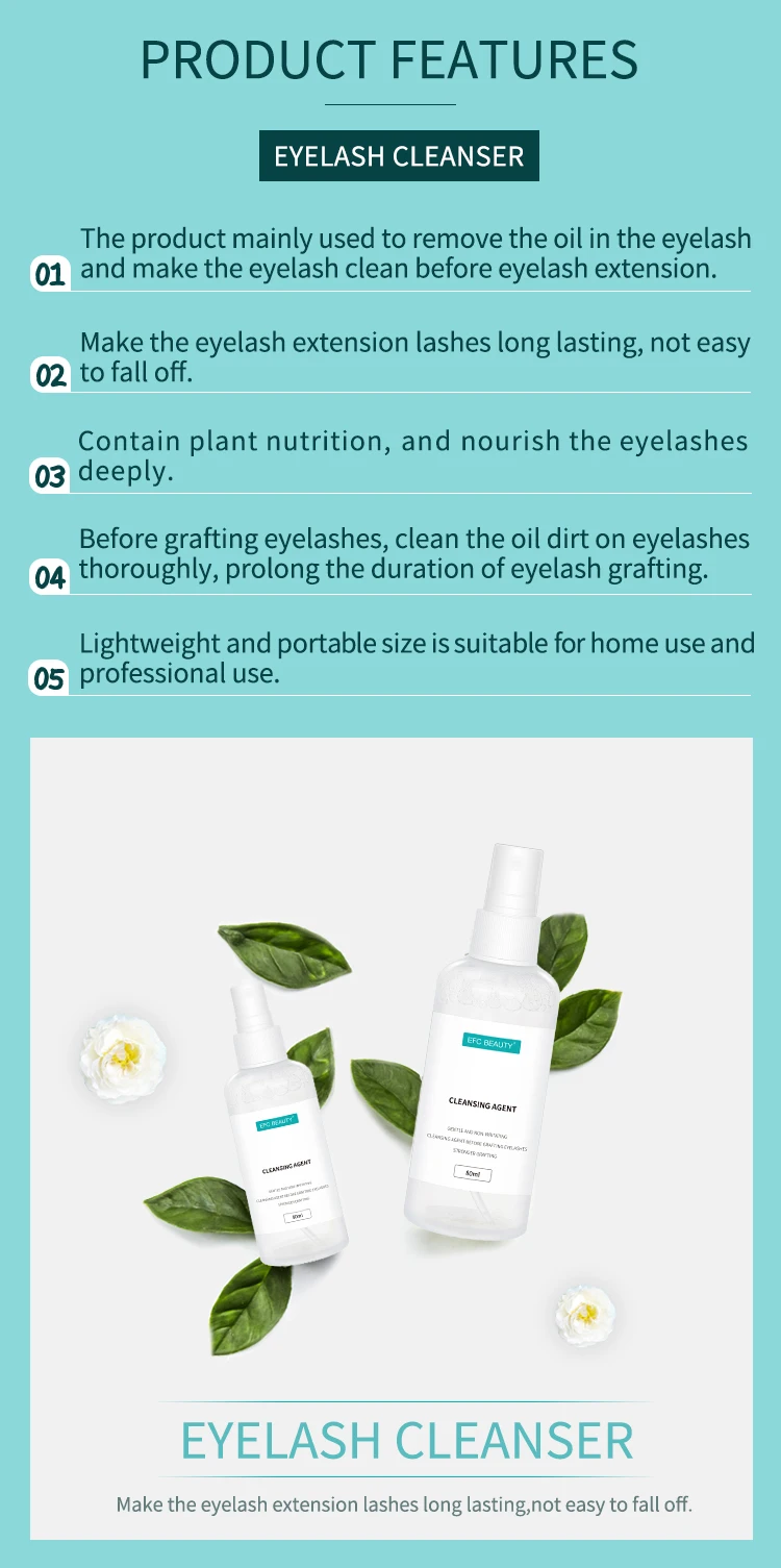 Efc beauty 80 мл средство для снятия макияжа с ресниц удаление пыли Чистка ресниц перед прививкой инструменты для наращивания ресниц