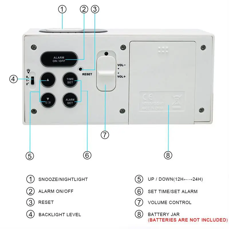 Будильники прикроватные не тикают на батарейках цифровые часы большой дисплей