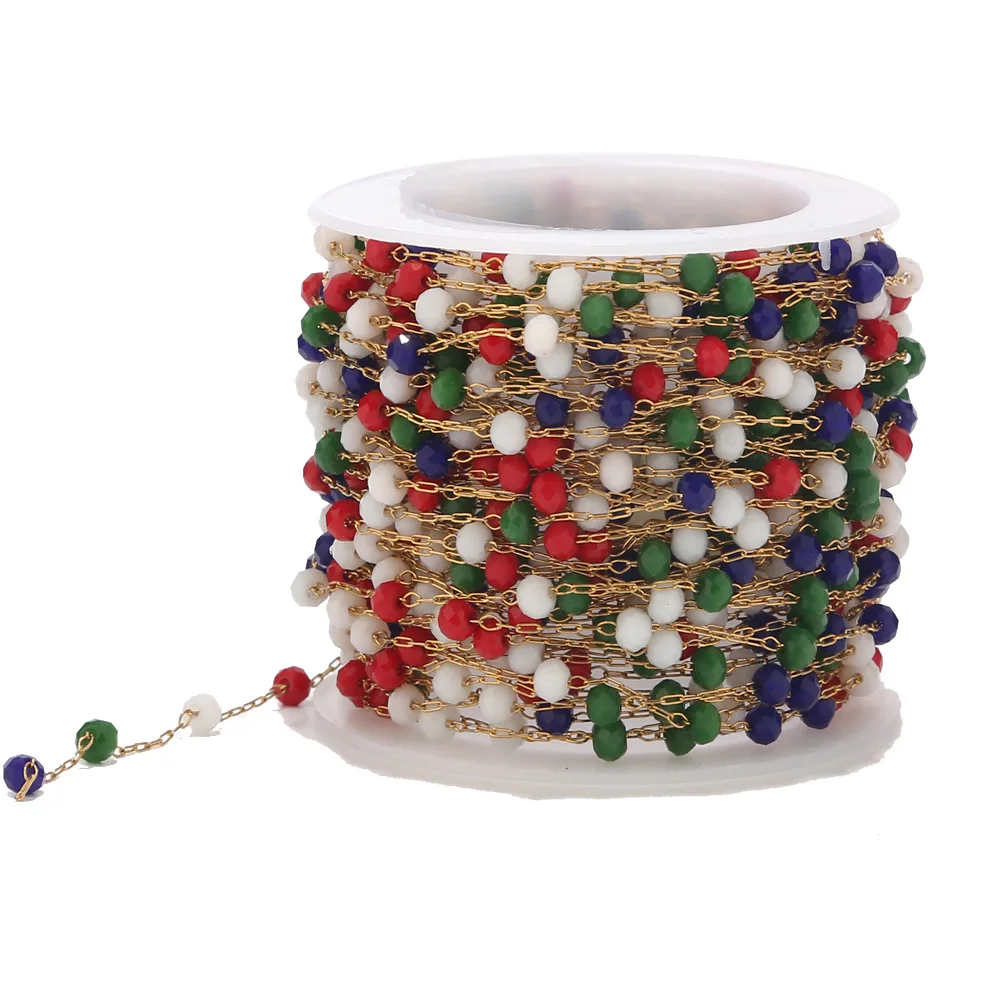 Newest 3.4MM mixed color Stainless Steel glass Bead Chain DIY jewelry finding | Украшения и аксессуары