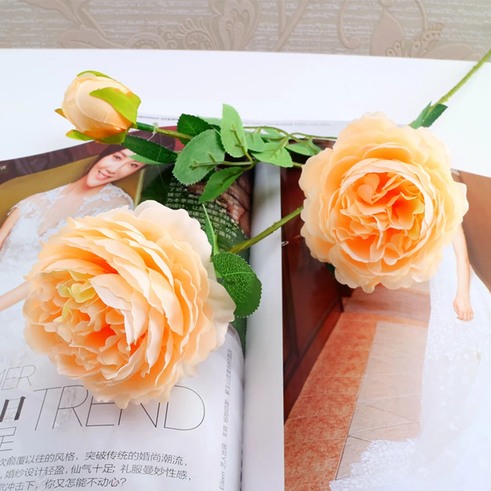 Искусственные цветы 3 головки искусственные пионы шелковые букет невесты