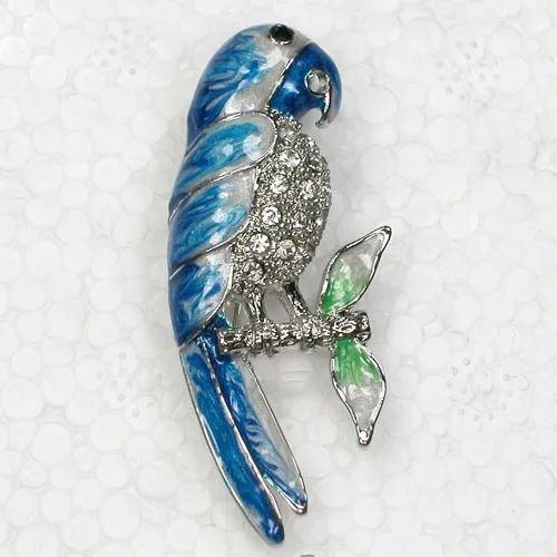 

Clear Rhinestone Enamel Parrot Pin brooches C2097 BA