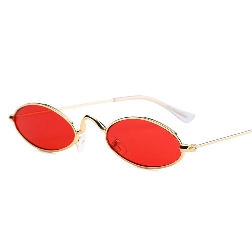 Gold frame red Модные солнцезащитные очки для мужчин, мужские ретро очки с металлической оправой, Желтые красные винтажные очки, маленькие круглые солнцезащитные очки для женщин D50 - Цвет линз: Gold frame red