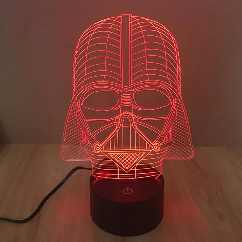 7 Красочная 3d лампа Светодиодная стереовидение настольная лампа черный рыцарь сенсорный выключатель ночник Luminaria Led 3d свет - Цвет абажура: A