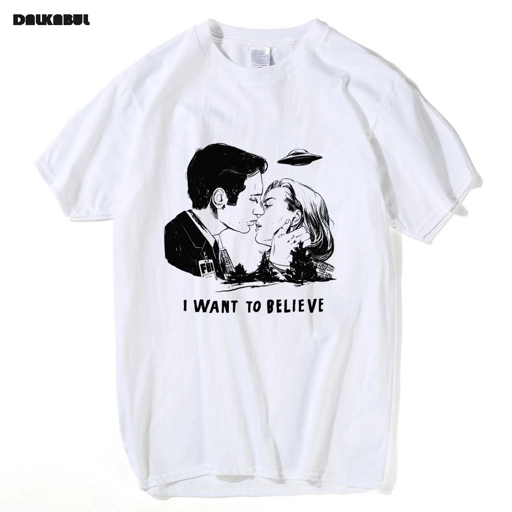 X FILES футболка Mulder Scully I Want to Believe Футболка мужская хип хоп НЛО футболки для мужчин