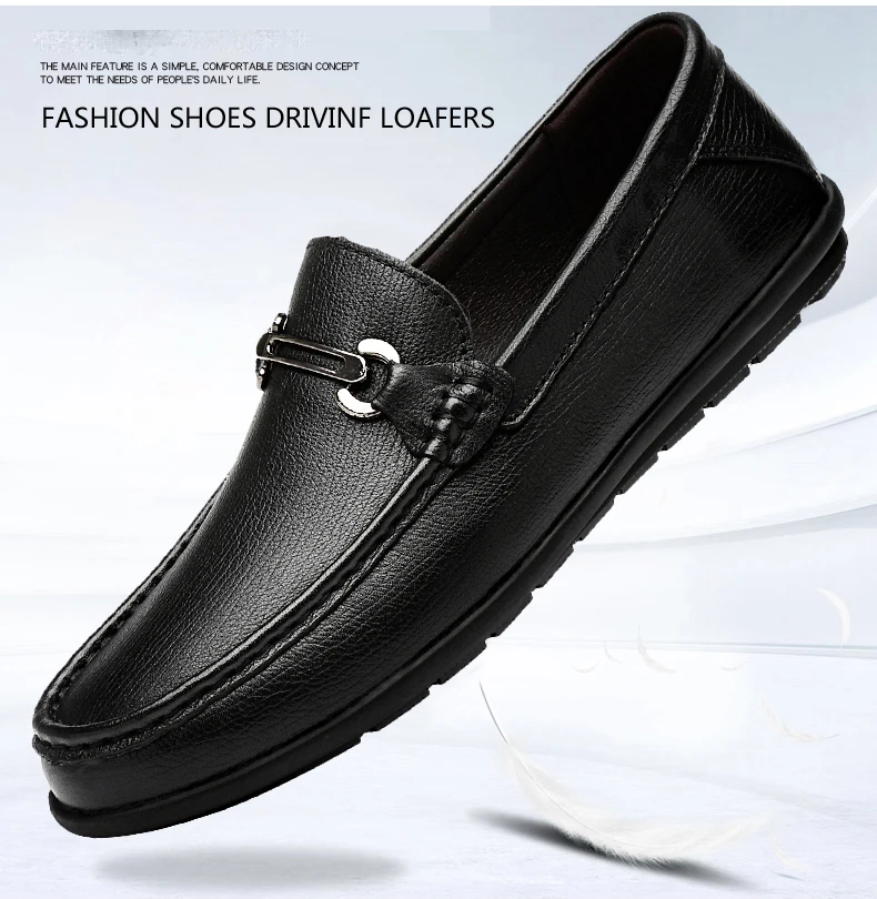 new fashion men's shoes casual genuine leather loafers male brown black slip on shoe man comfortable driving shoes for men