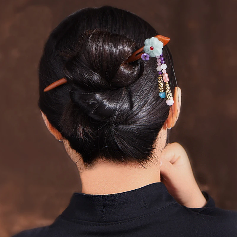 Vintage Tassel Hair Stick Ethnic Classical Red Sandalwood Sticks Chinese Style Headpiece Original Accessories Jewelry | Украшения и