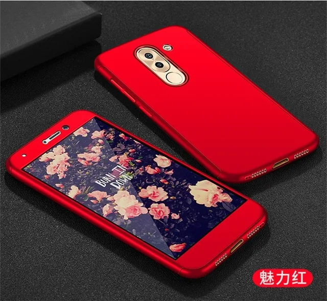 red Для huawei Y7 Prime закаленное стекло Передняя Задняя крышка полный корпус покрытие для Honor 6X/mate 9 Lite/GR5 360 Защитный чехол - Цвет: red