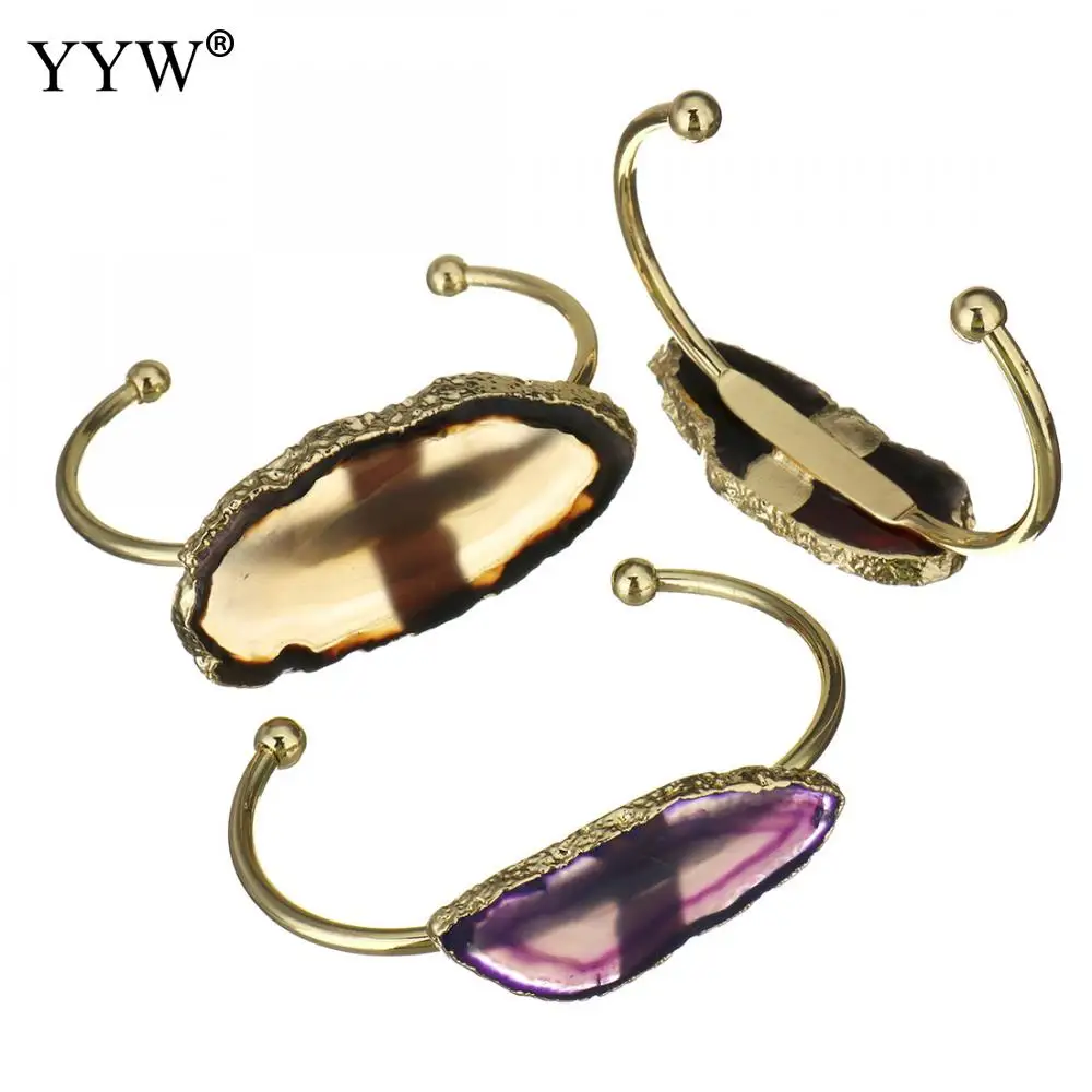 Cuff Bangle Natural Stone Hollow Opening Bracelet Women Multiple Kinds Luxury Retro Female Jewelry Accessories Bileklik | Украшения и