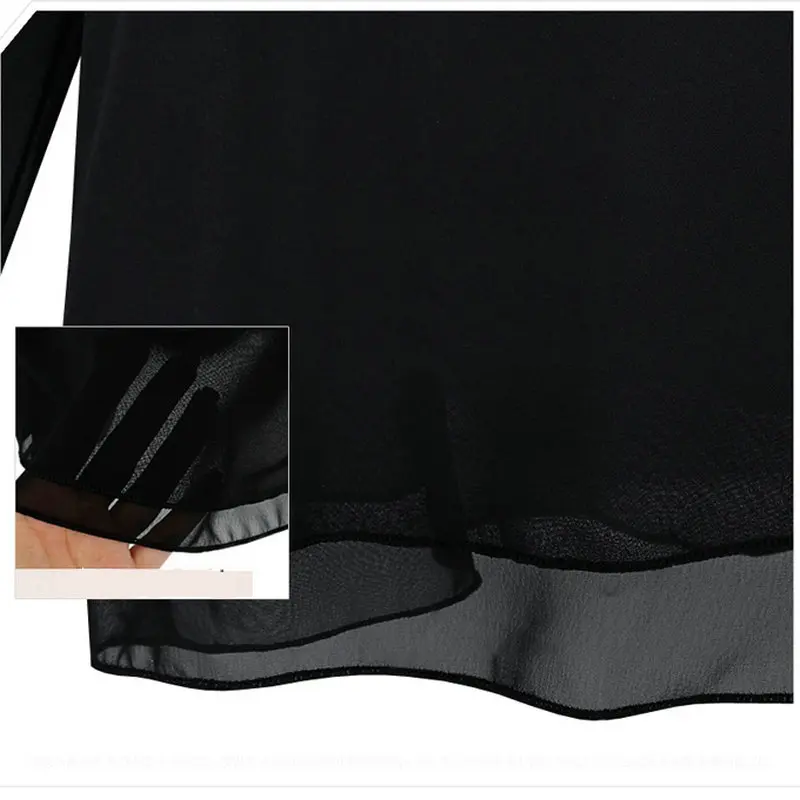 Блузка женская однотонная с длинным рукавом и V-образным вырезом | Женская одежда