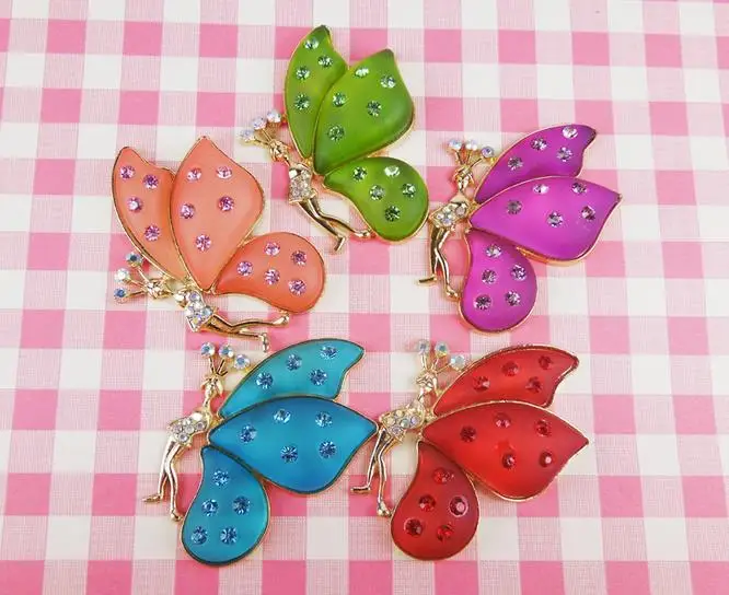 

100pcs 5color silver Butterfly buttons Metal Rhinestone Button for Scrapbooking Headwear Hair Flower Center Wedding Invitation