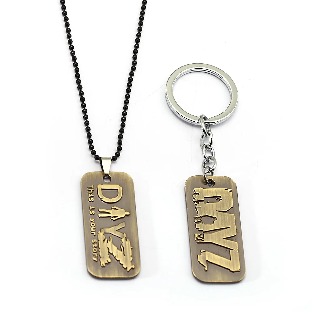 Game DayZ Keychain day z Antique Metal Necklace Beads Chain Alloy Keyring Pendant Key Chain Chaveiro Men Jewelry