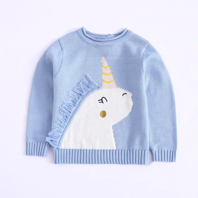 

Dulce Amor Kids Unicorn Sweater Tops 2018 Newest Children Knitting Tassel Pullover Autumn Winter Baby Girls Boys Crochet Blouse