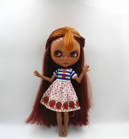 Кукла Blygirl Blyth Смешанная челка оранжевого розового красного цветов Обнаженная