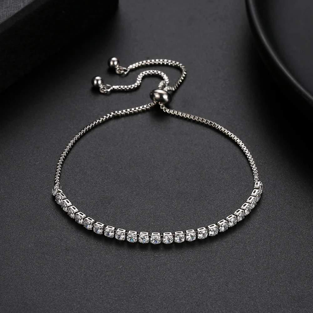 New Comes Fashion Simple Popular Round White Cubic Zirconia Silver Bracelet Wedding Women Jewelry Anniversary Party Gift | Украшения и