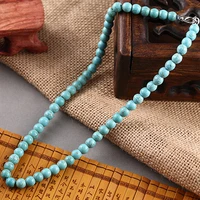all natural tur quoise necklacepersonality tur quoise beaded necklacefashion long necklace jewelry