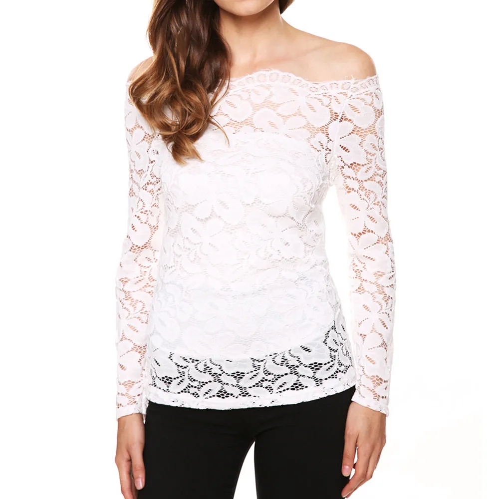 Женская сексуальная тонкая кружевная блузка с цветочной вышивкой винтажная