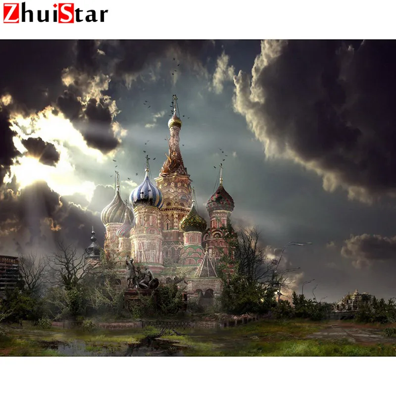 5D DIY Полная квадратная Алмазная роспись Вышивка крестиком конец света замок