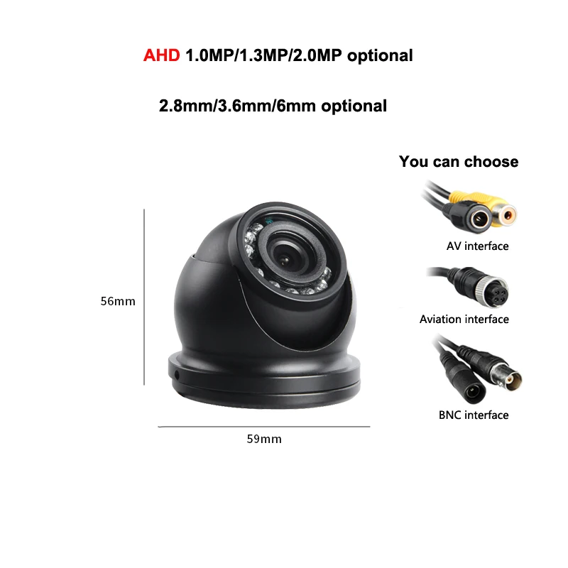 

Free Shipping AHD 1.0MP Mini Camera IR Night Vision Indoor Backup 3.6mm BNC/AV/Aviation for Bus Car School Bus Boat Surveillance