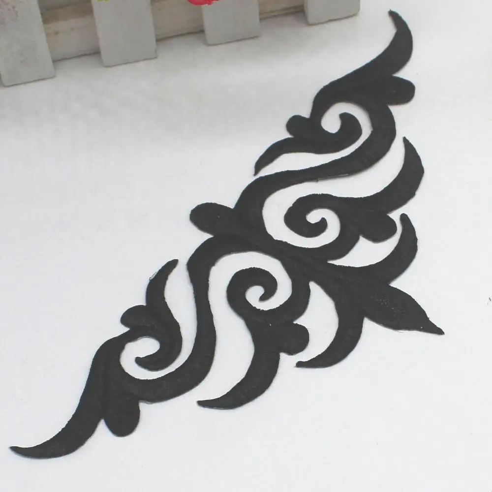 Black YACKALASI, 5 шт./лот, золотая вышивка, аппликация, косплей костюм, нашивки, 3D, золото и серебро, железо, Венеция, отделка, 21*9,5 см - Цвет: Black