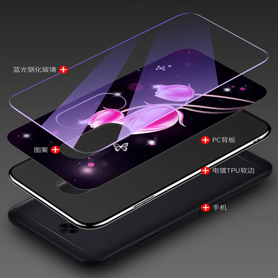 Чехол HOTSWEI для Xiaomi Redmi Note 4 X 4X Global закаленное стекло + мягкая рамка из ТПУ защитный