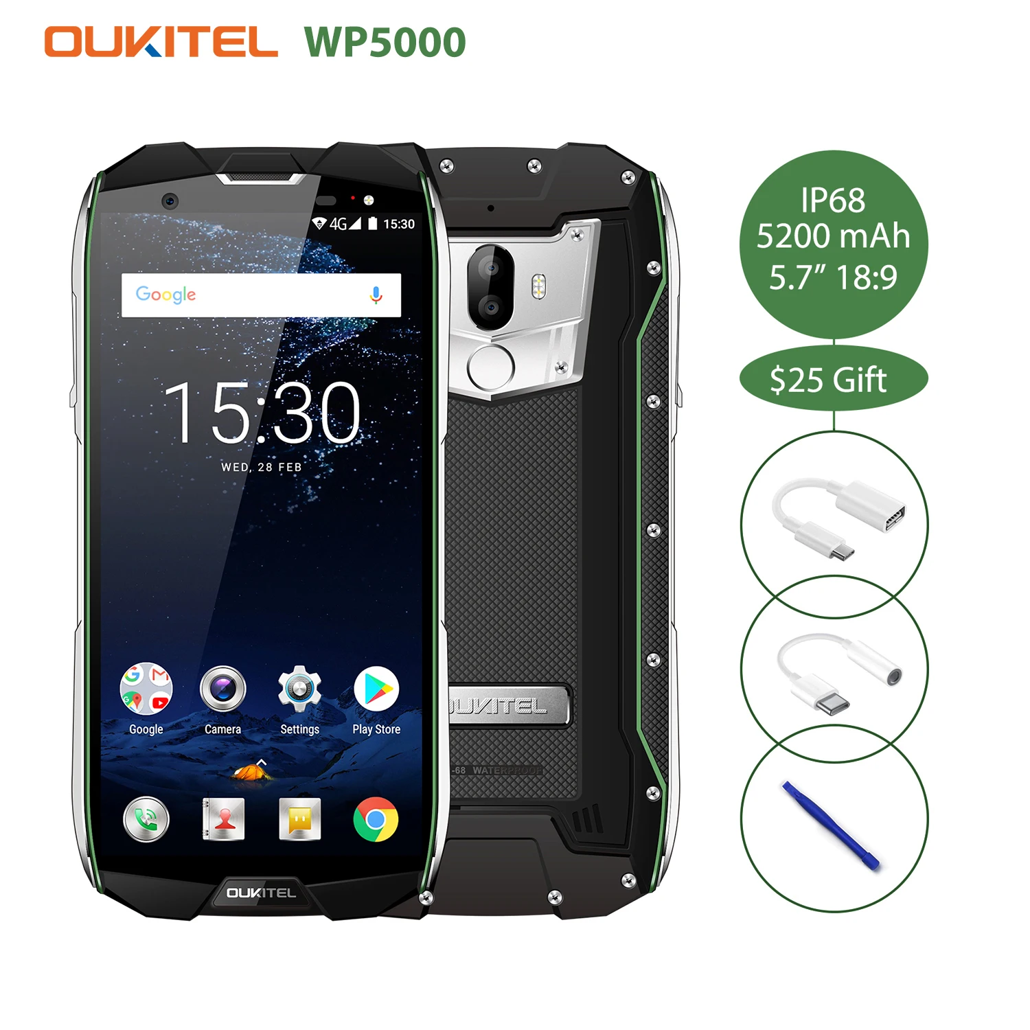 OUKITEL WP5000 мобильный телефон 4G IP68 Водонепроницаемый 5 7 &quotAndroid 1 Octa Core 2 ГГц 6 ГБ + B 16.0MP