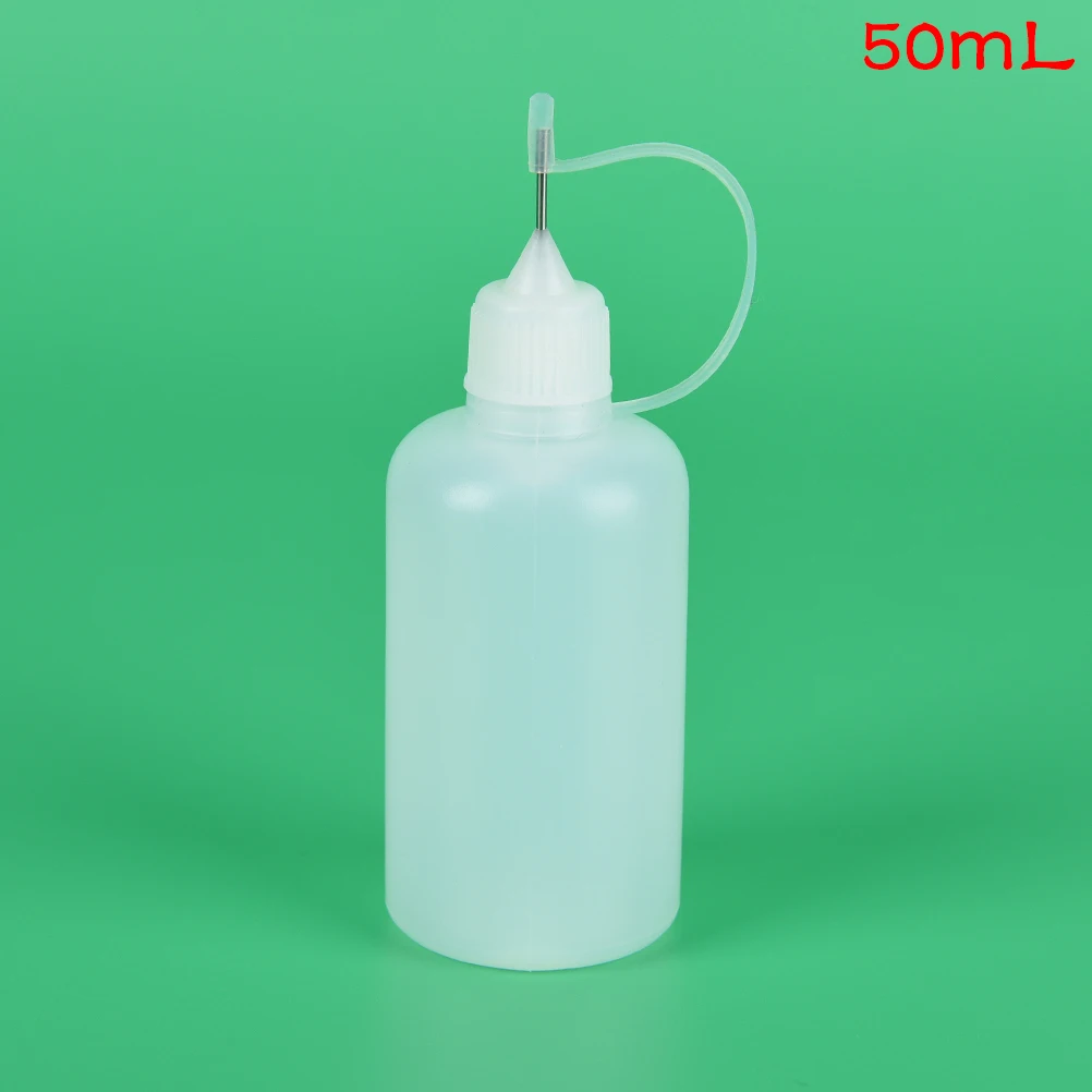

1set ( Bottle+ Needle Tip Cap+ Silicone Loop) 50ml Needle Squeeze Bottle Metal Needle Cap White Plastic Empty Dropper Bottles